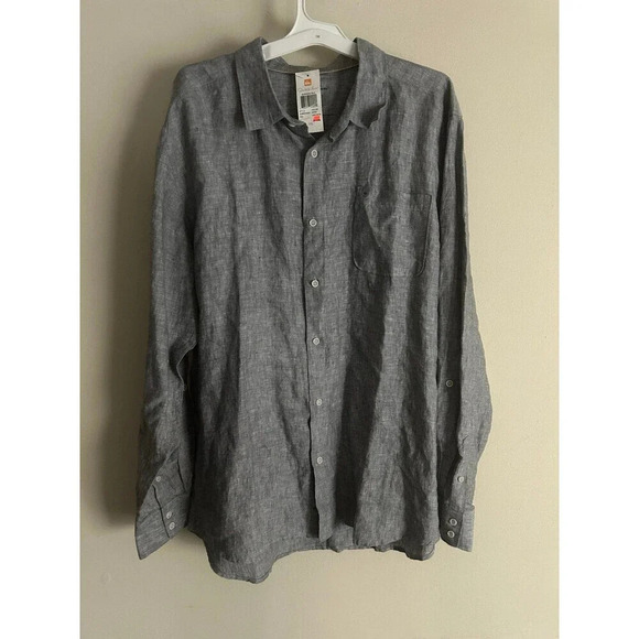 Quiksilver Men’s XXL Button-Up Shirt 100% Linen Long Sleeve - NWT - Picture 1 of 8